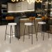 Banqueta Alta Bar Cozinha Sala De Jantar Em Aço Milão L02 Couríssimo Whisky Linho Cru - Lyam Decor