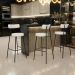 Banqueta Alta Bar Cozinha Sala De Jantar Em Aço Milão L02 Linho Champagne - Lyam Decor