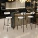 Banqueta Alta Bar Cozinha Sala De Jantar Estrutura Em Aço Milão L02 Bouclê Creme - Lyam Decor