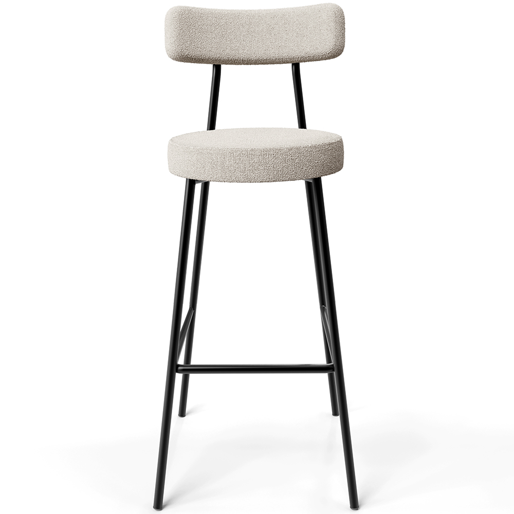 Banqueta Alta Bar Cozinha Sala De Jantar Estrutura Em Aço Milão L02 Bouclê Creme - Lyam Decor