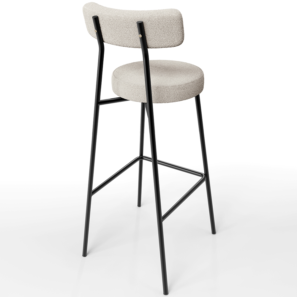 Banqueta Alta Bar Cozinha Sala De Jantar Estrutura Em Aço Milão L02 Bouclê Creme - Lyam Decor