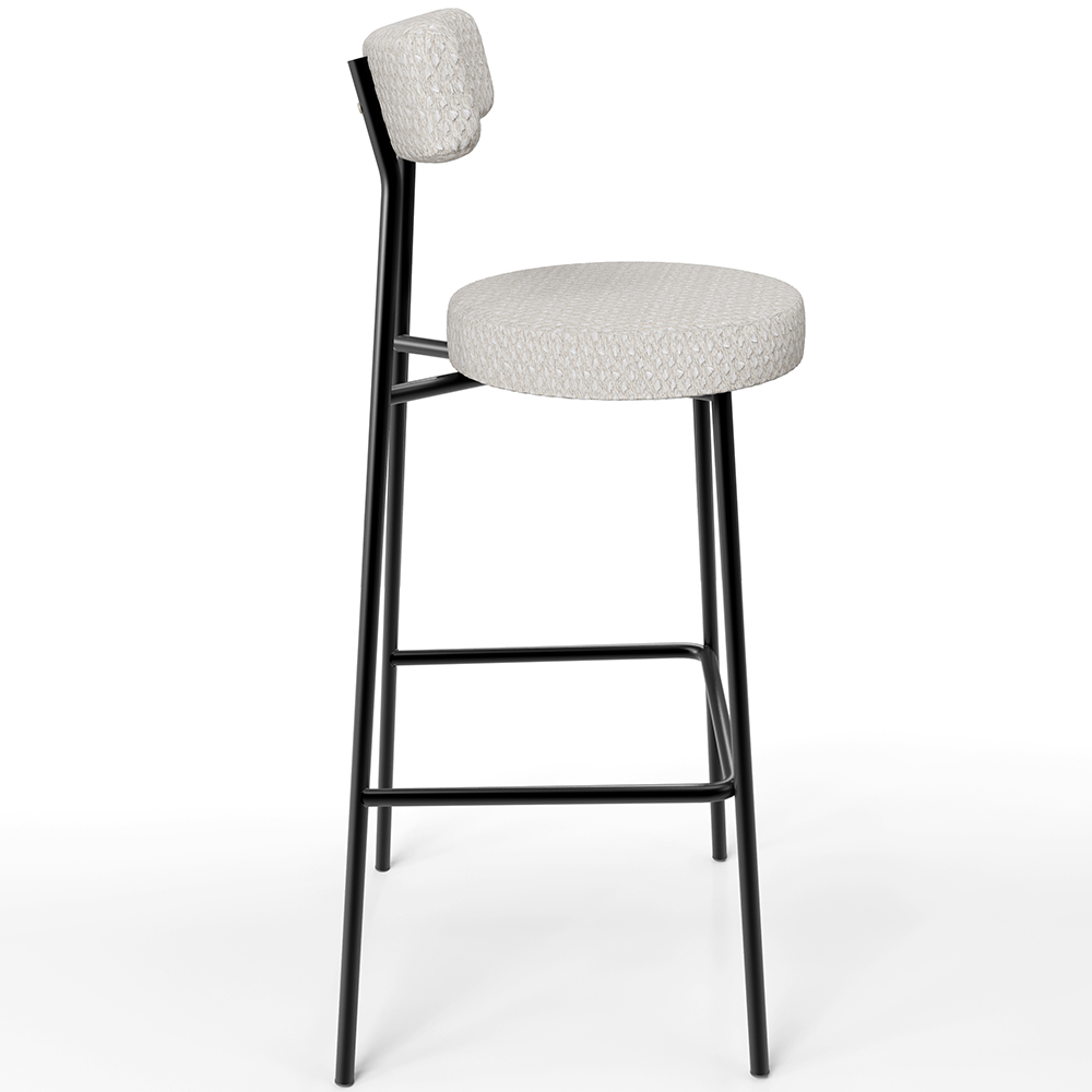 Banqueta Alta Bar Cozinha Sala De Jantar Estrutura Em Aço Milão L02 Bouclê Cru - Lyam Decor