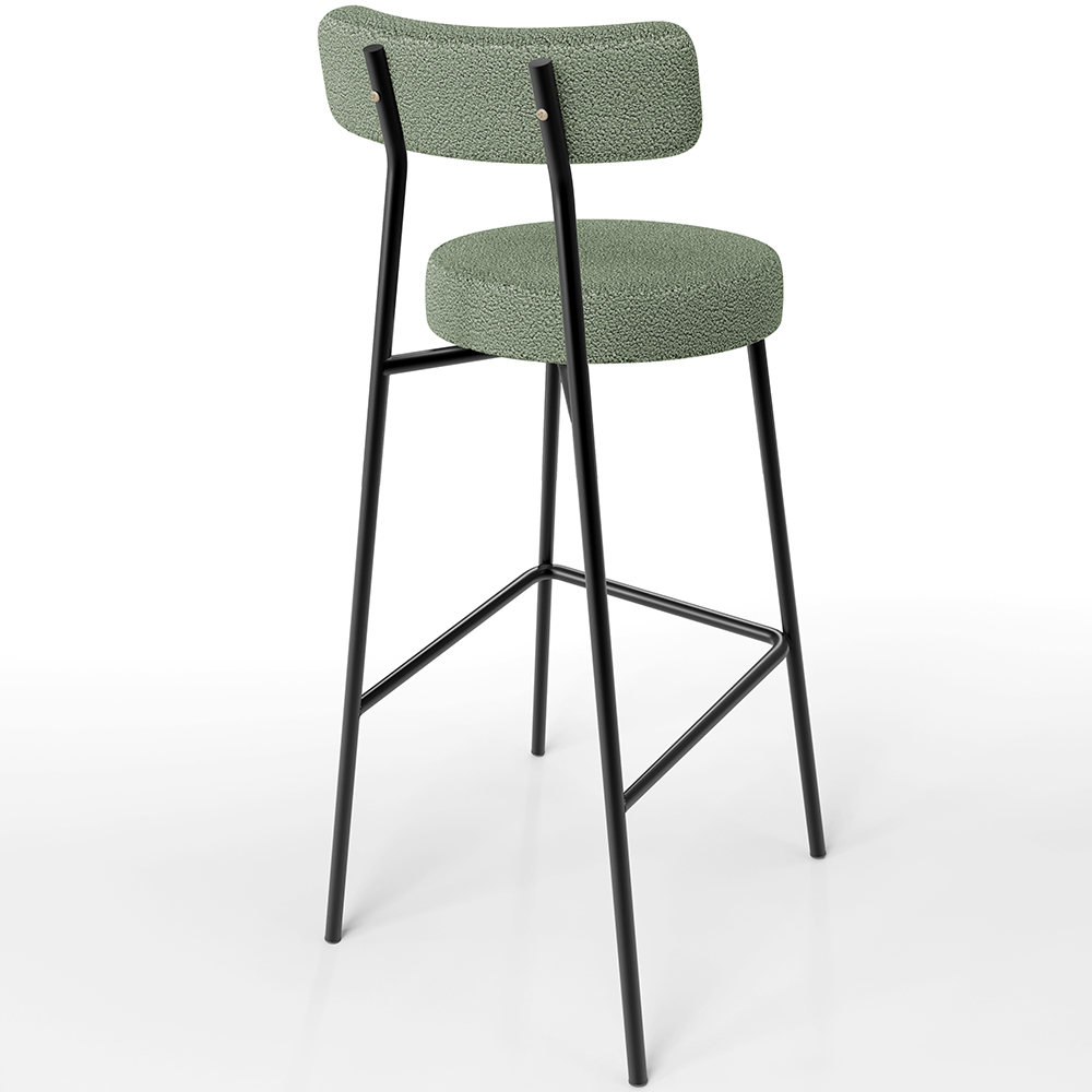Banqueta Alta Bar Cozinha Sala De Jantar Estrutura Em Aço Milão L02 Bouclê Oliva - Lyam Decor