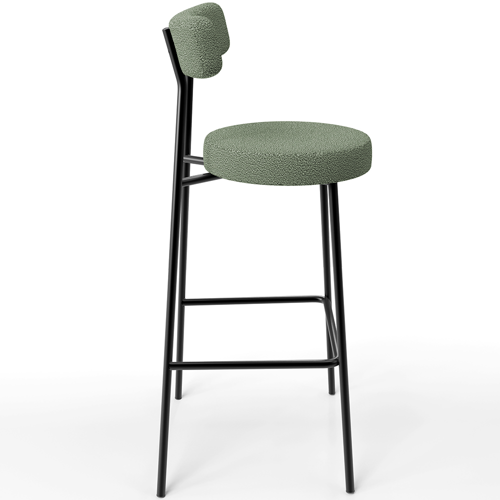 Banqueta Alta Bar Cozinha Sala De Jantar Estrutura Em Aço Milão L02 Bouclê Oliva - Lyam Decor