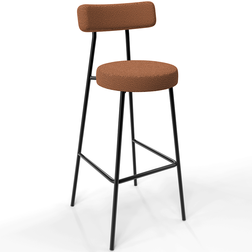 Banqueta Alta Bar Cozinha Sala De Jantar Estrutura Em Aço Milão L02 Bouclê Terracota - Lyam Decor