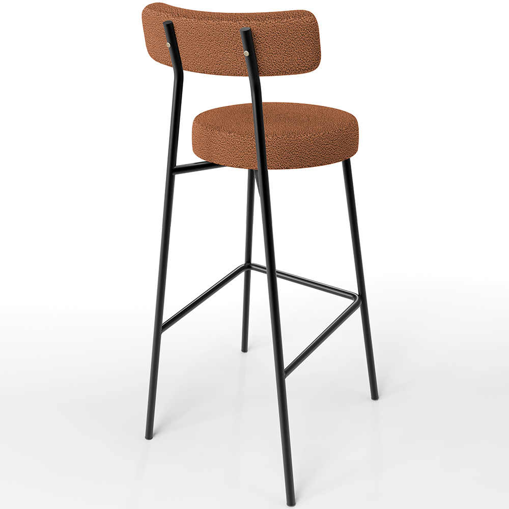 Banqueta Alta Bar Cozinha Sala De Jantar Estrutura Em Aço Milão L02 Bouclê Terracota - Lyam Decor