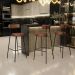 Banqueta Alta Bar Cozinha Sala De Jantar Estrutura Em Aço Milão L02 Couríssimo Marrom - Lyam Decor
