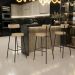 Banqueta Alta Bar Cozinha Sala De Jantar Estrutura Em Aço Milão L02 Linho Bege Escuro - Lyam Decor