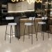 Banqueta Alta Bar Cozinha Sala De Jantar Estrutura Em Aço Milão L02 Linho Cinza - Lyam Decor