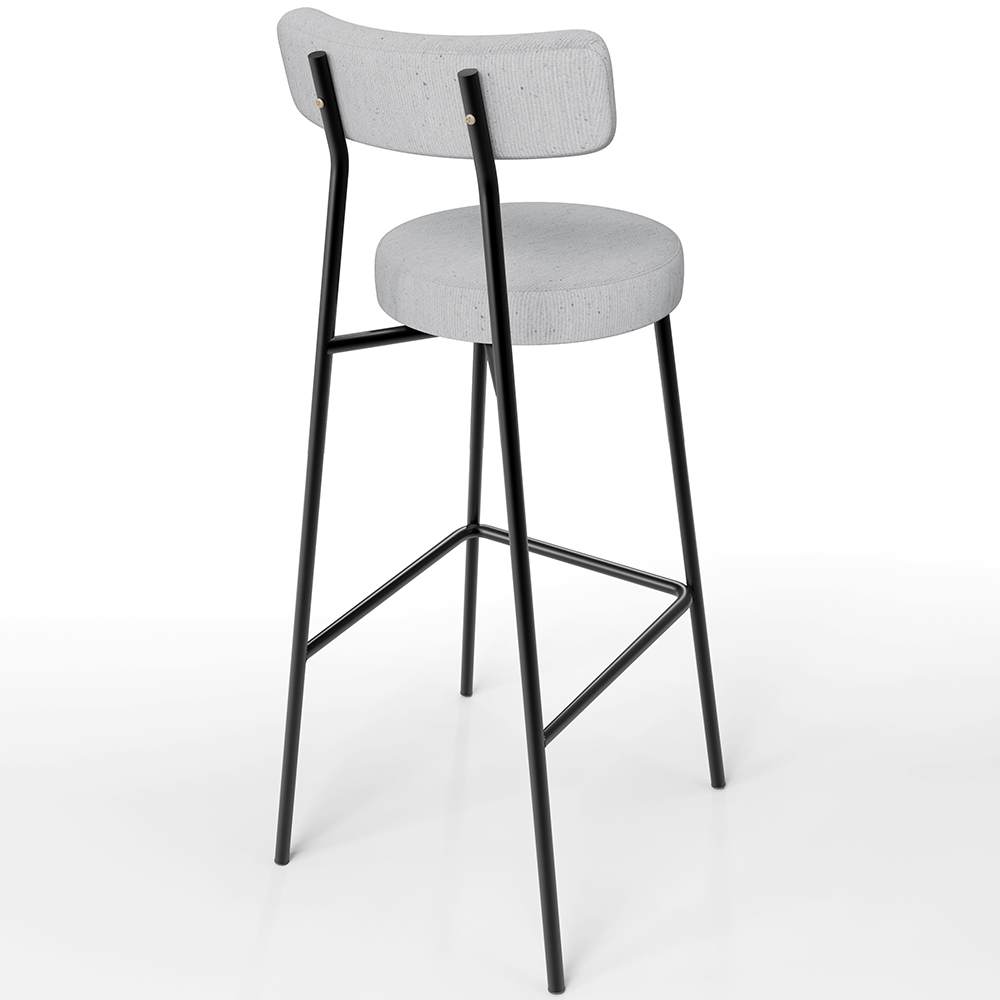 Banqueta Alta Bar Cozinha Sala De Jantar Estrutura Em Aço Milão L02 Linho Cinza - Lyam Decor
