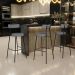 Banqueta Alta Bar Cozinha Sala De Jantar Estrutura Em Aço Milão L02 Linho Cinza Escuro - Lyam Decor