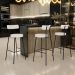 Banqueta Alta Bar Cozinha Sala De Jantar Estrutura Em Aço Milão L02 Linho Cru - Lyam Decor