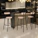 Banqueta Alta Bar Cozinha Sala De Jantar Estrutura Em Aço Milão L02 Linho Rosê - Lyam Decor