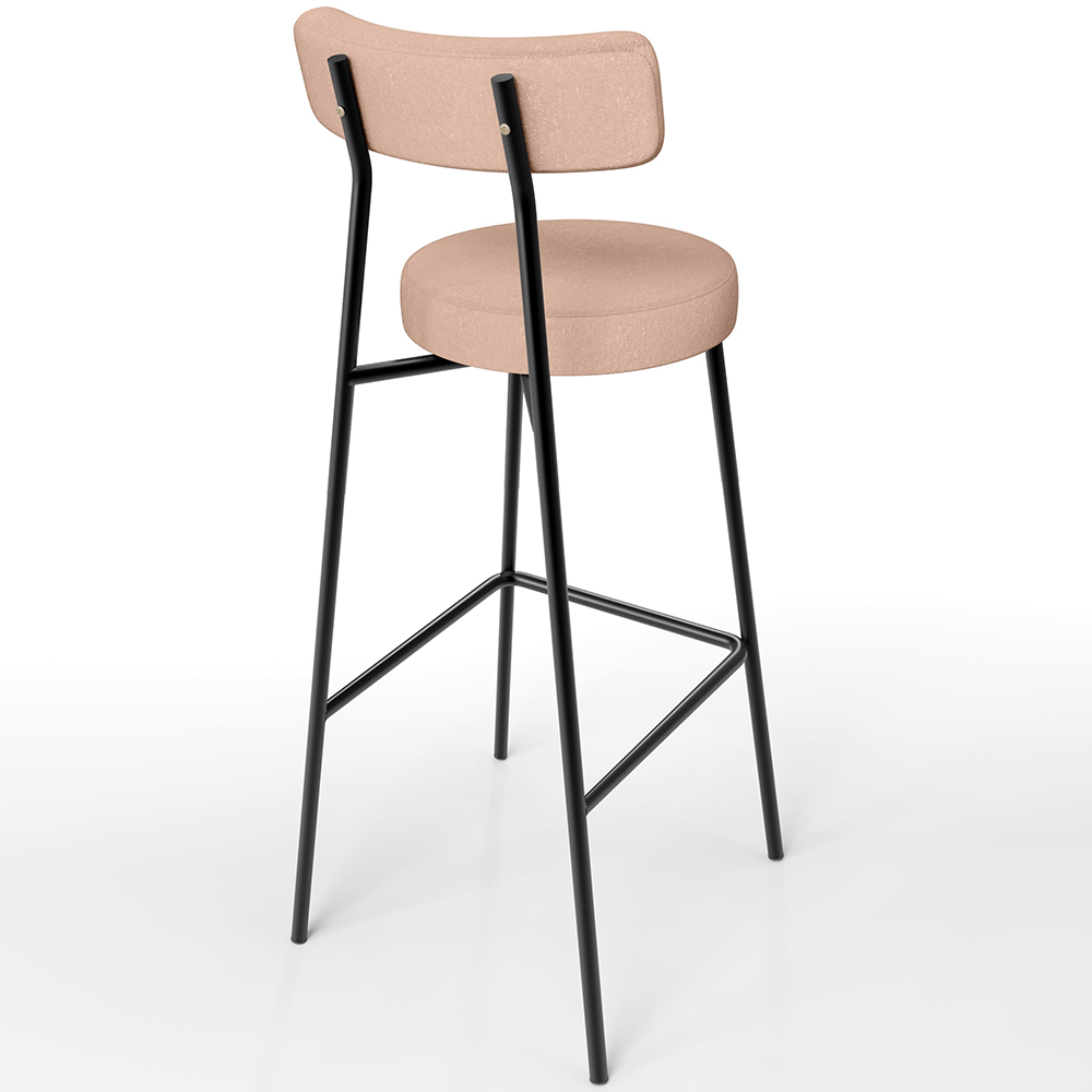 Banqueta Alta Bar Cozinha Sala De Jantar Estrutura Em Aço Milão L02 Linho Rosê - Lyam Decor