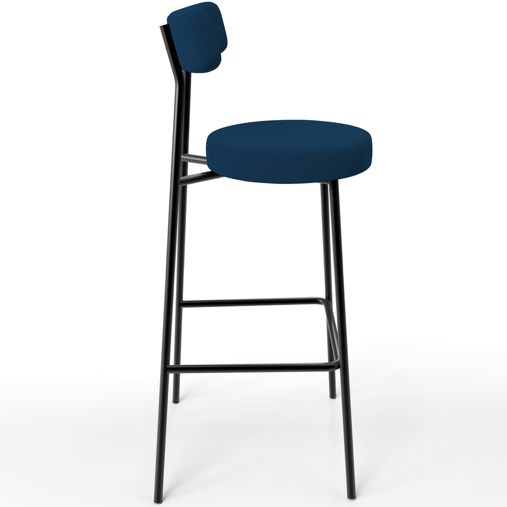 Banqueta Alta Bar Cozinha Sala De Jantar Estrutura Em Aço Milão L02 Suede Azul Marinho - Lyam Decor