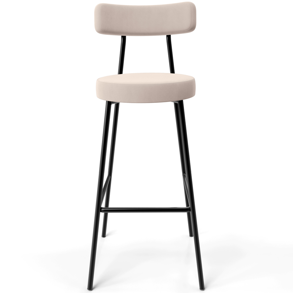 Banqueta Alta Bar Cozinha Sala De Jantar Estrutura Em Aço Milão L02 Suede Bege - Lyam Decor