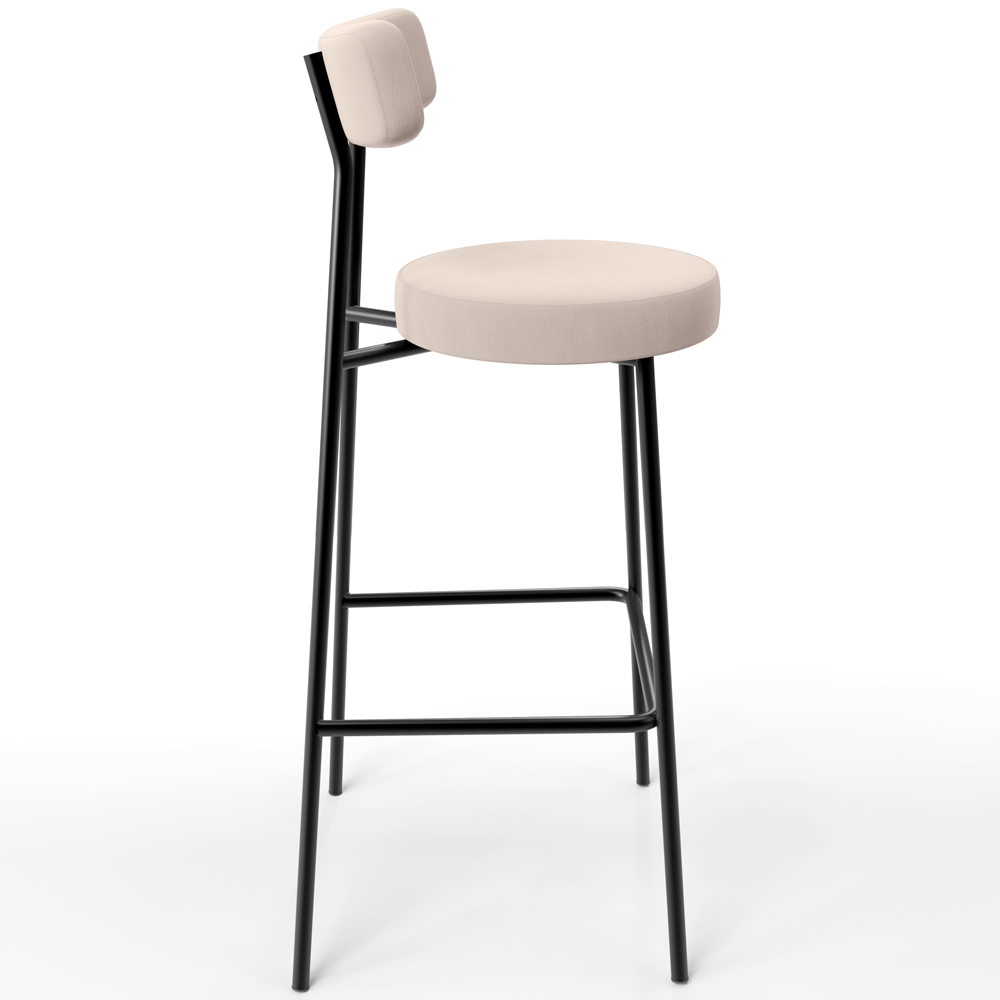 Banqueta Alta Bar Cozinha Sala De Jantar Estrutura Em Aço Milão L02 Suede Bege - Lyam Decor