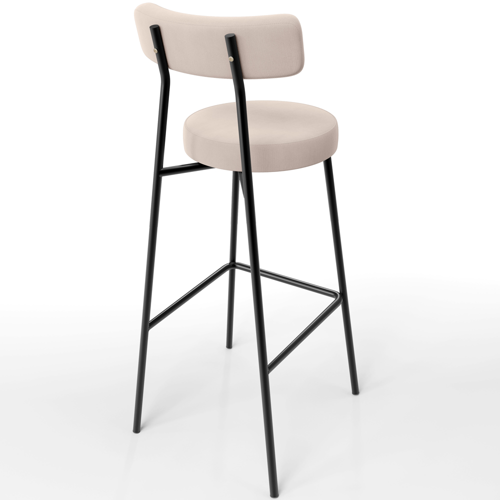 Banqueta Alta Bar Cozinha Sala De Jantar Estrutura Em Aço Milão L02 Suede Bege - Lyam Decor