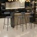 Banqueta Alta Bar Cozinha Sala De Jantar Estrutura Em Aço Milão L02 Suede Cinza - Lyam Decor