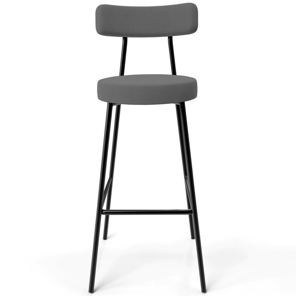 Banqueta Alta Bar Cozinha Sala De Jantar Estrutura Em Aço Milão L02 Suede Cinza - Lyam Decor