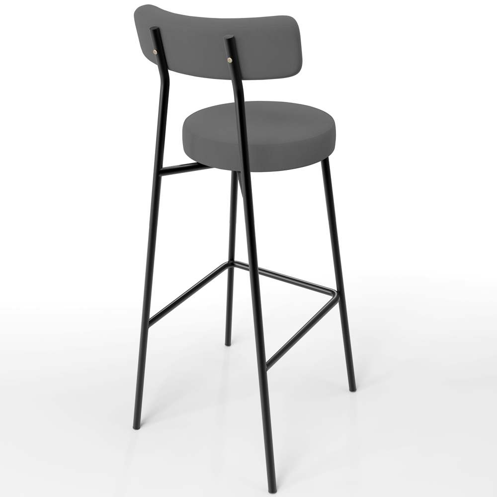 Banqueta Alta Bar Cozinha Sala De Jantar Estrutura Em Aço Milão L02 Suede Cinza - Lyam Decor