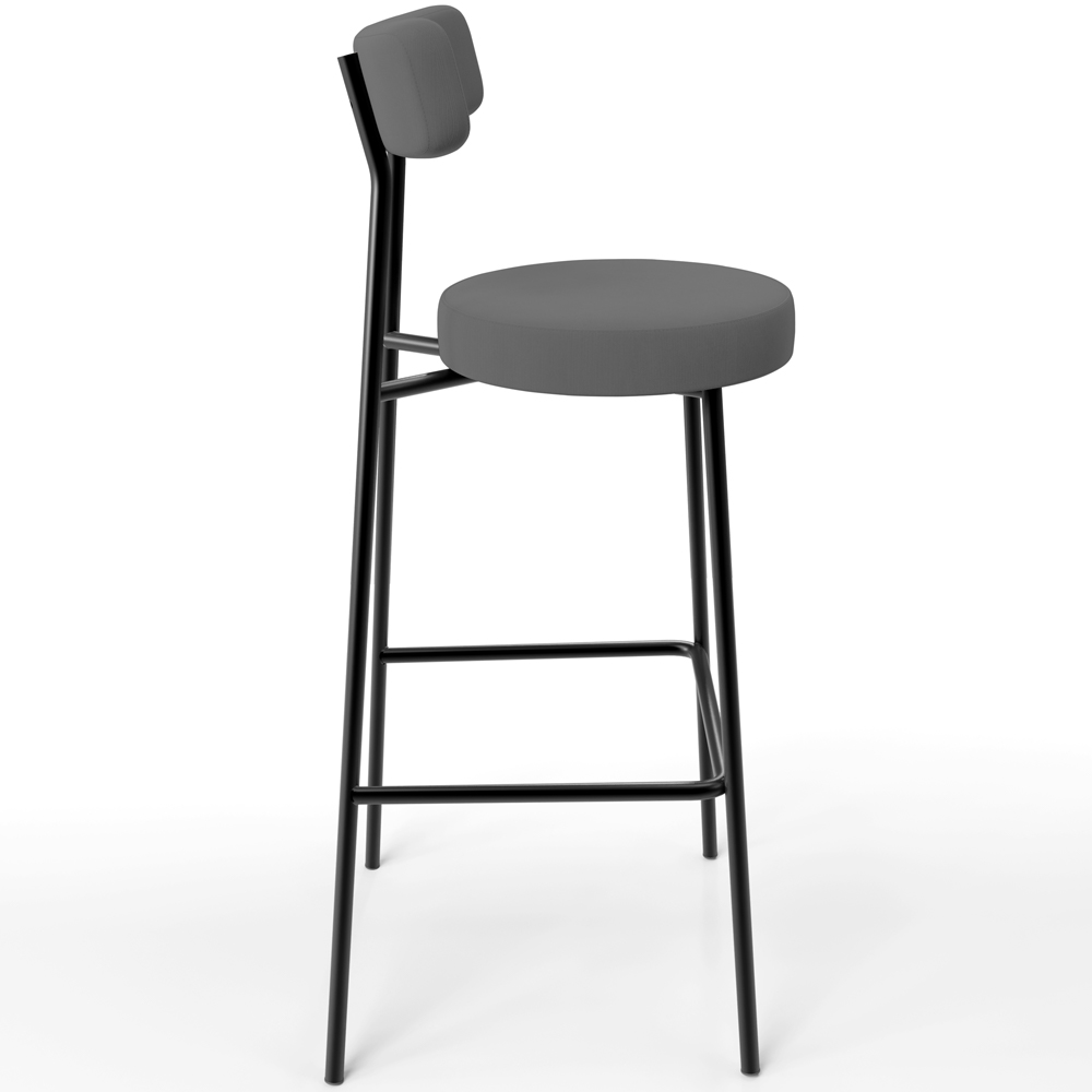 Banqueta Alta Bar Cozinha Sala De Jantar Estrutura Em Aço Milão L02 Suede Cinza - Lyam Decor
