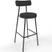 Banqueta Alta Bar Cozinha Sala De Jantar Estrutura Em Aço Milão L02 Suede Preto - Lyam Decor