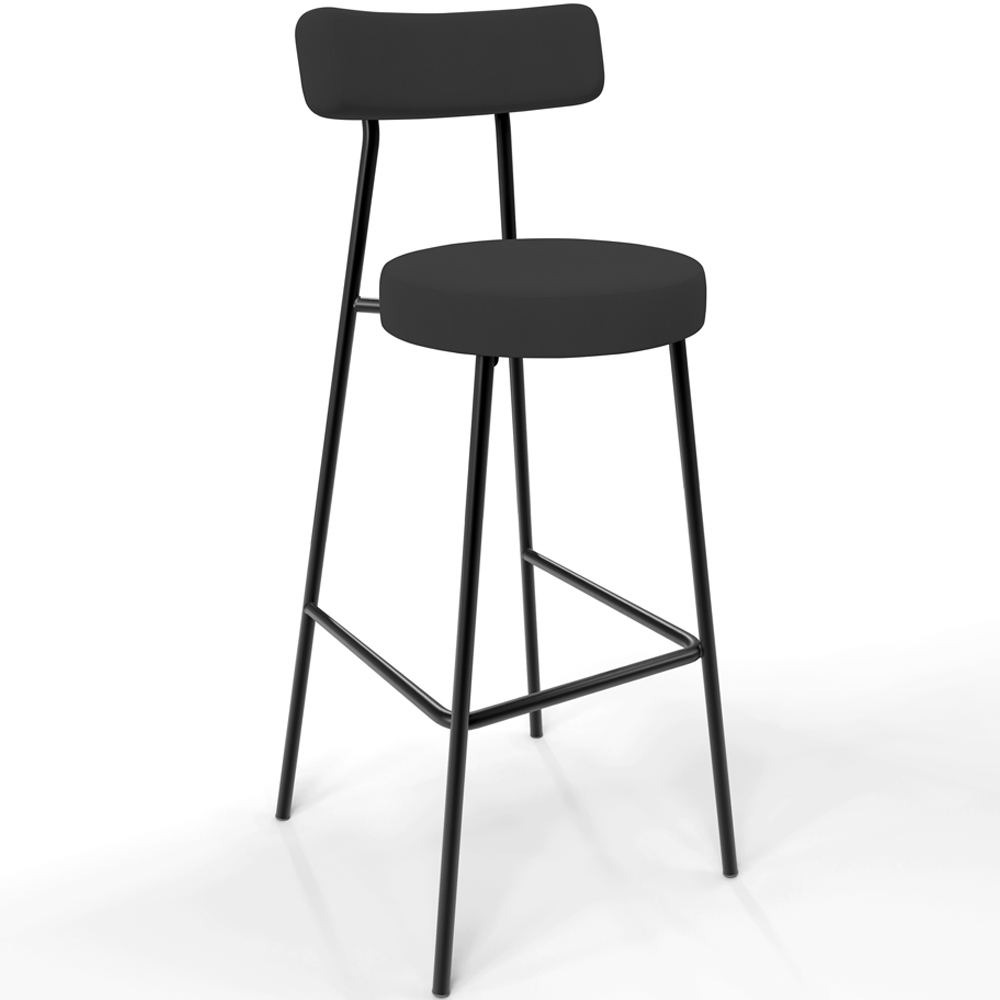 Banqueta Alta Bar Cozinha Sala De Jantar Estrutura Em Aço Milão L02 Suede Preto - Lyam Decor