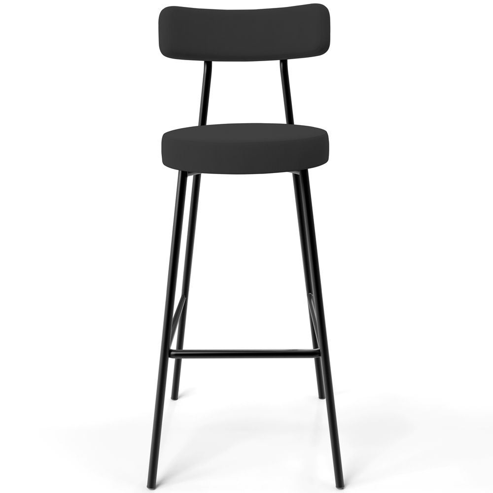 Banqueta Alta Bar Cozinha Sala De Jantar Estrutura Em Aço Milão L02 Suede Preto - Lyam Decor