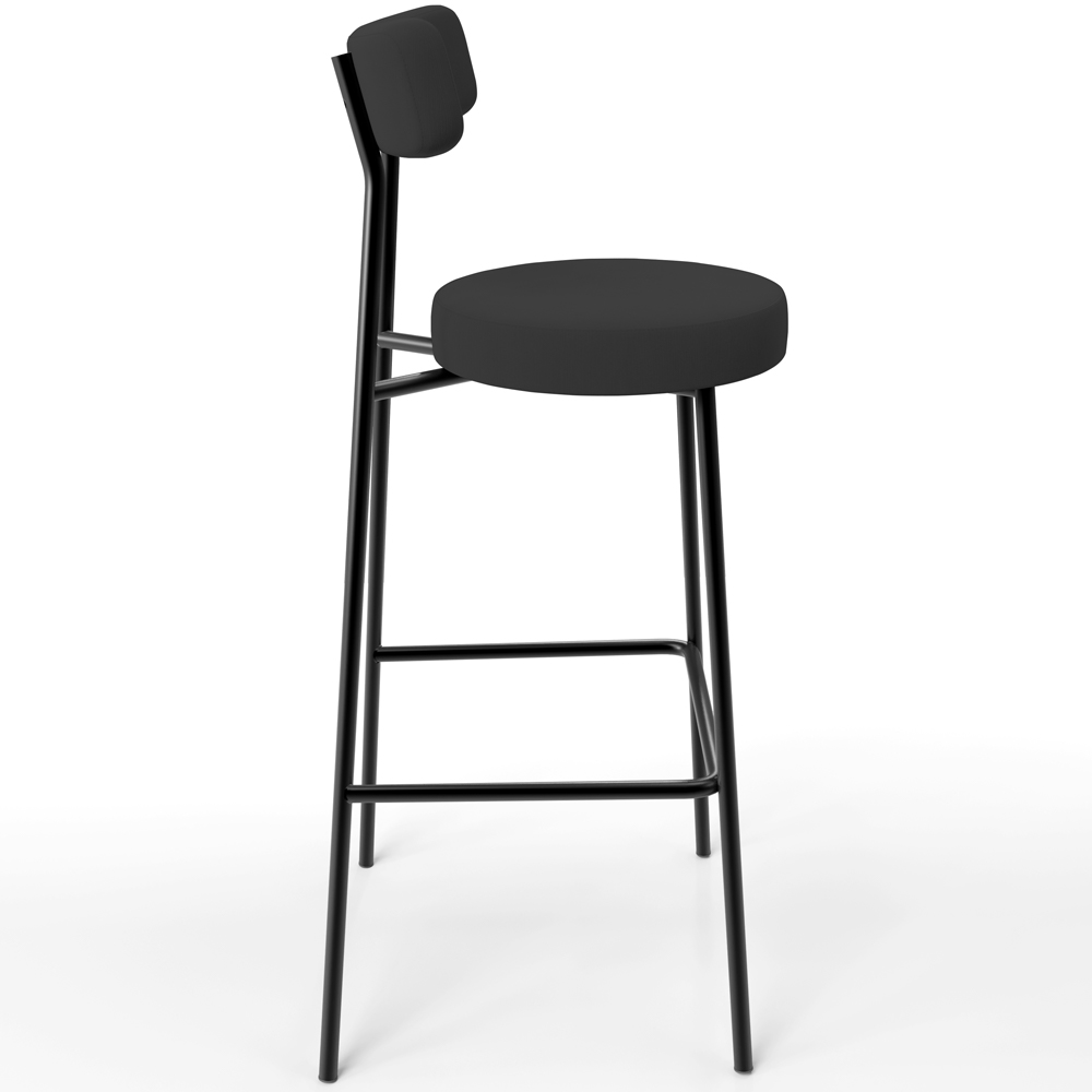 Banqueta Alta Bar Cozinha Sala De Jantar Estrutura Em Aço Milão L02 Suede Preto - Lyam Decor