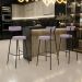 Banqueta Alta Bar Cozinha Sala De Jantar Estrutura Em Aço Milão L02 Suede Rosê - Lyam Decor