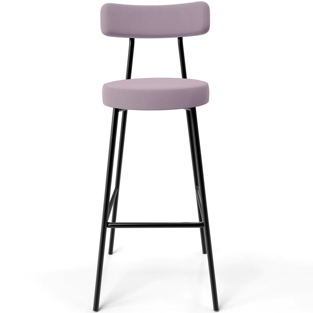 Banqueta Alta Bar Cozinha Sala De Jantar Estrutura Em Aço Milão L02 Suede Rosê - Lyam Decor