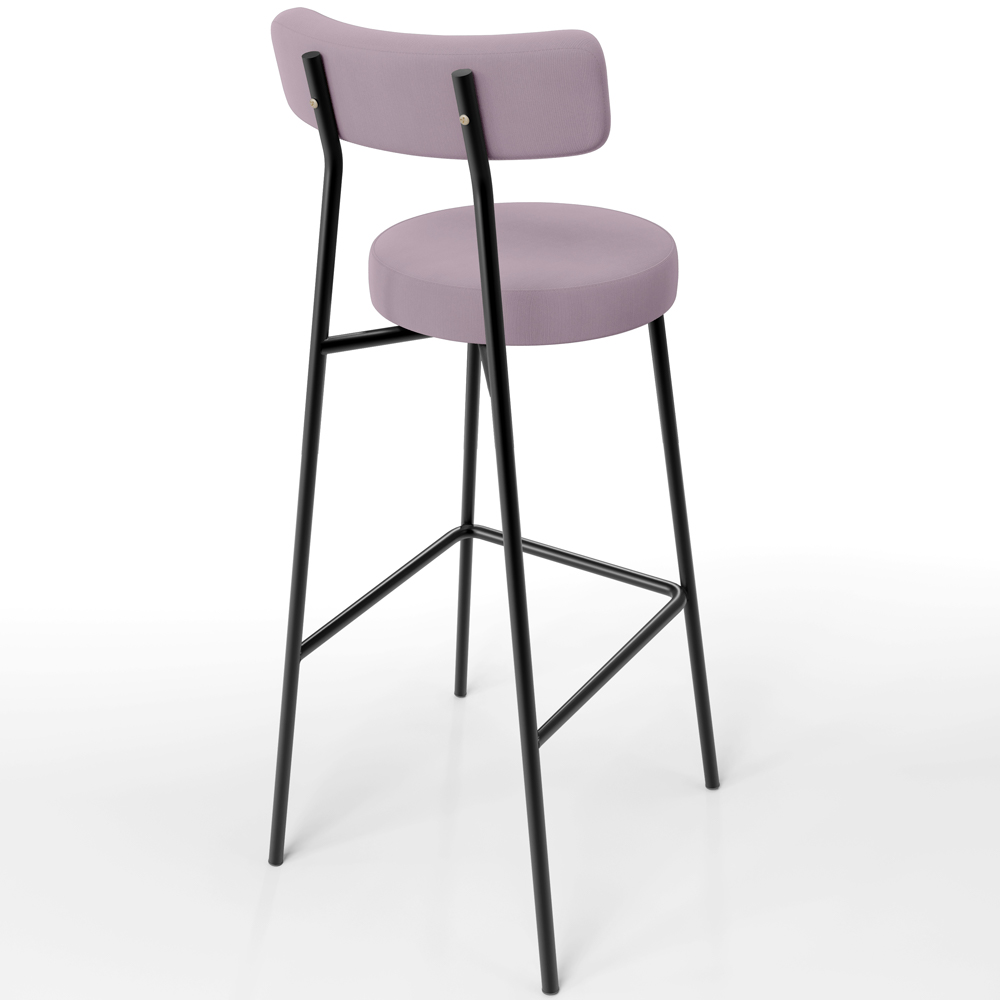 Banqueta Alta Bar Cozinha Sala De Jantar Estrutura Em Aço Milão L02 Suede Rosê - Lyam Decor