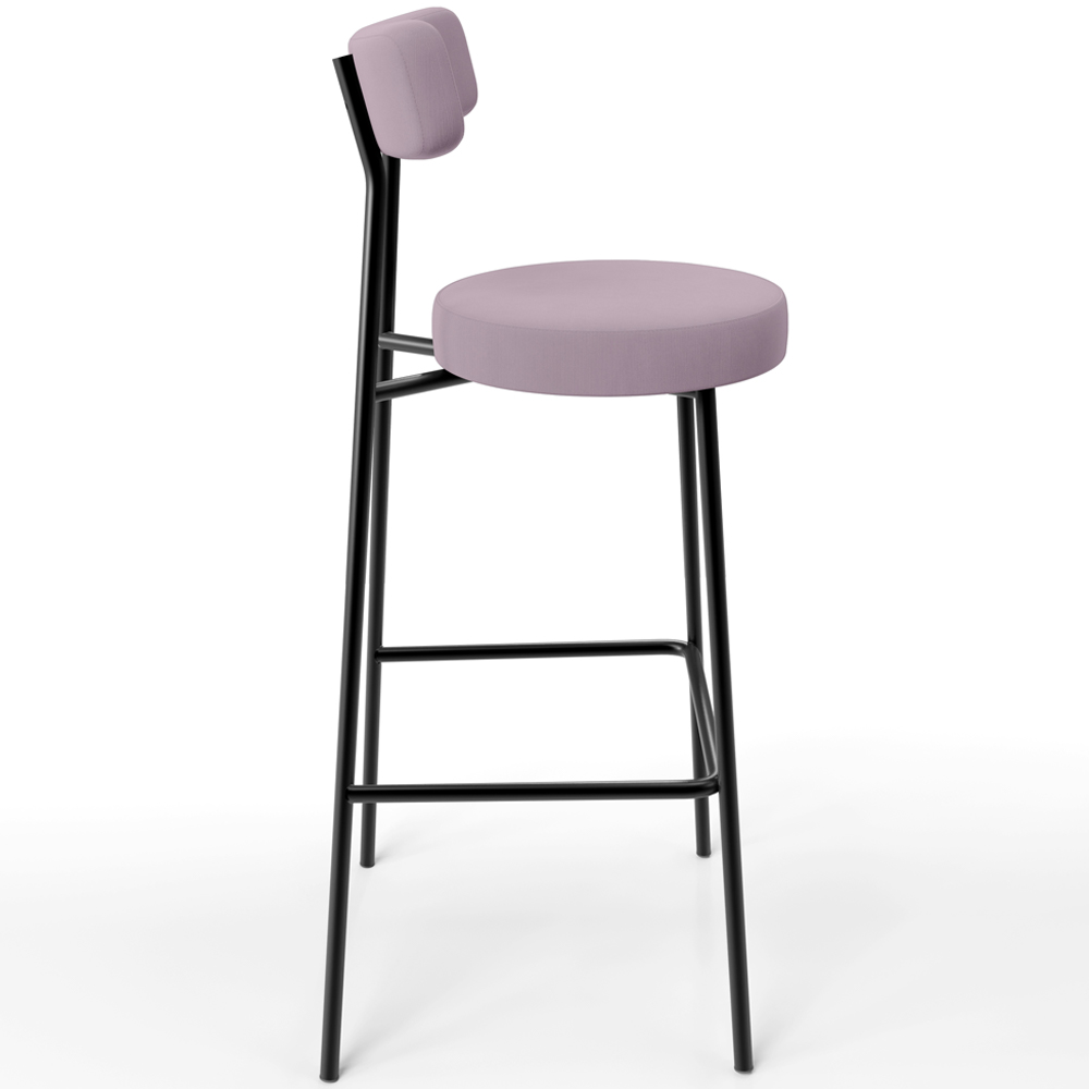 Banqueta Alta Bar Cozinha Sala De Jantar Estrutura Em Aço Milão L02 Suede Rosê - Lyam Decor