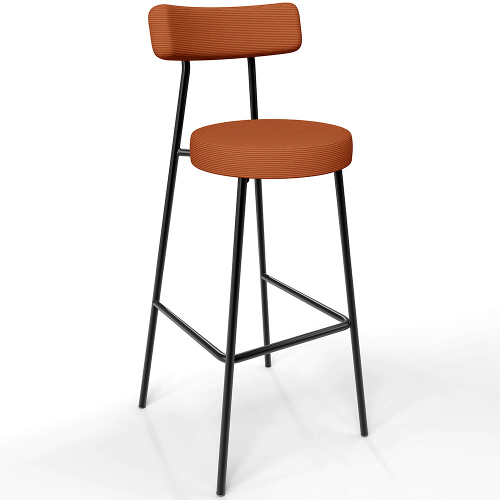 Banqueta Alta Bar Cozinha Sala De Jantar Estrutura Em Aço Milão L02 Tecido Terracota - Lyam Decor