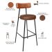 Banqueta Alta Bar Cozinha Sala De Jantar Milão L02 Couríssimo Camel Marrom - Lyam Decor