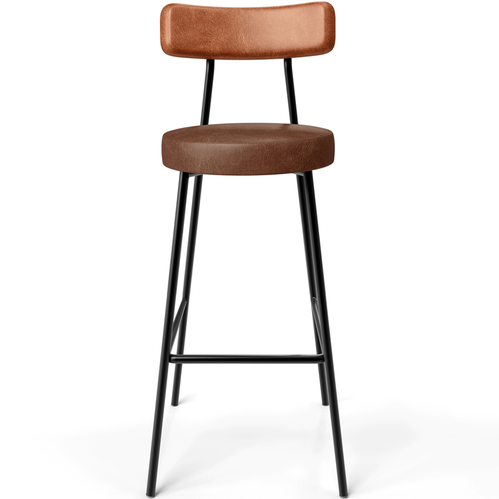 Banqueta Alta Bar Cozinha Sala De Jantar Milão L02 Couríssimo Camel Marrom - Lyam Decor