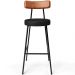 Banqueta Alta Bar Cozinha Sala De Jantar Milão L02 Couríssimo Camel Preto - Lyam Decor