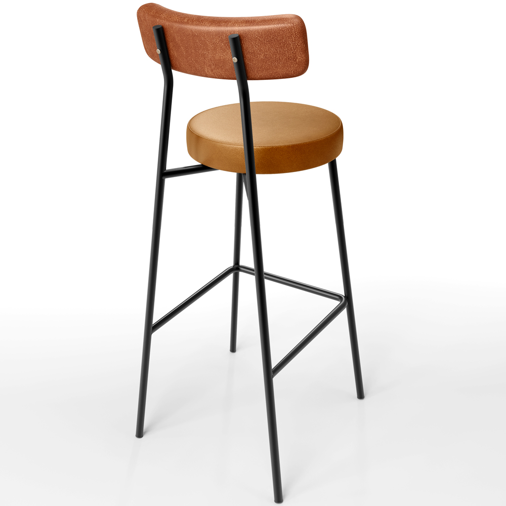 Banqueta Alta Bar Cozinha Sala De Jantar Milão L02 Couríssimo Camel Whisky - Lyam Decor