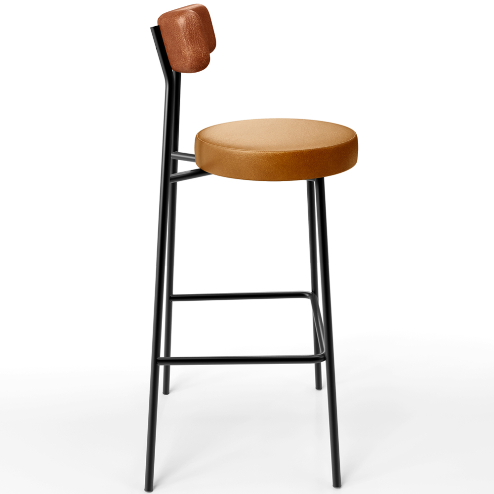 Banqueta Alta Bar Cozinha Sala De Jantar Milão L02 Couríssimo Camel Whisky - Lyam Decor