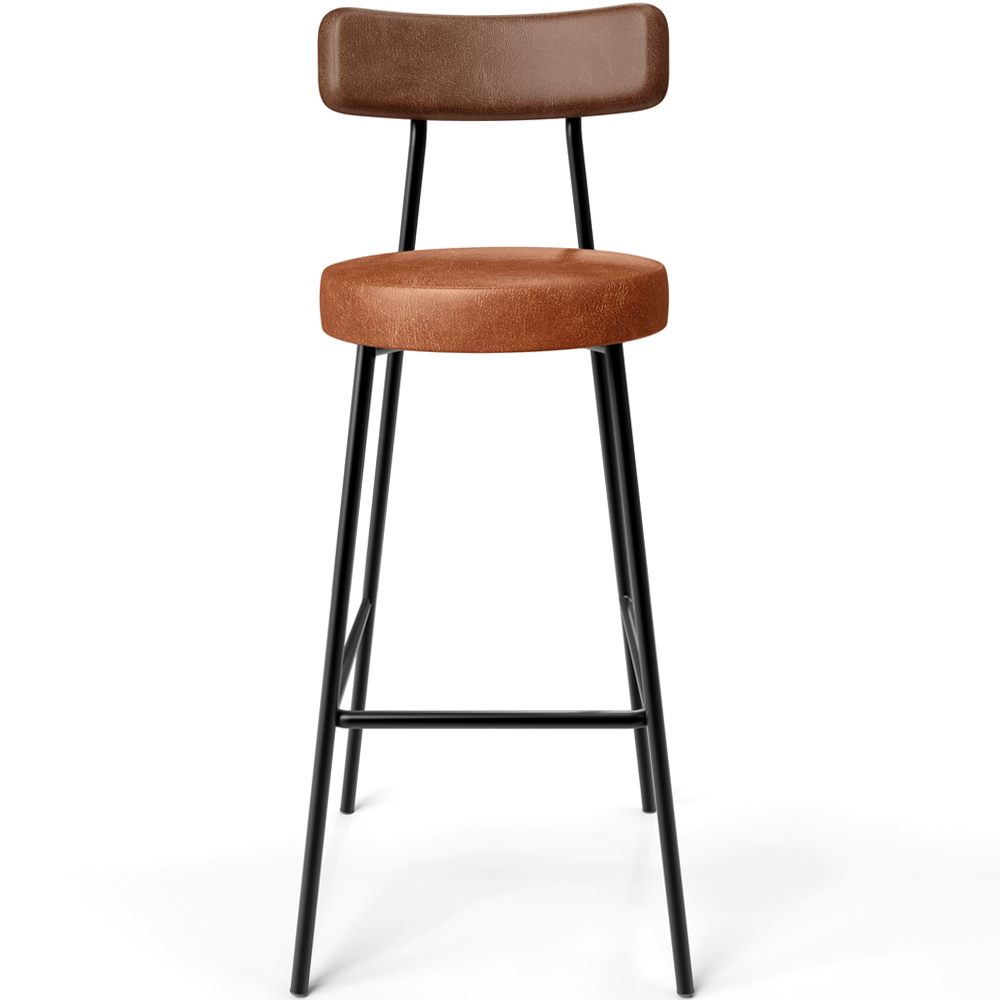 Banqueta Alta Bar Cozinha Sala De Jantar Milão L02 Couríssimo Marrom Camel - Lyam Decor