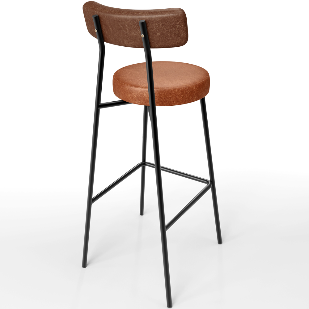 Banqueta Alta Bar Cozinha Sala De Jantar Milão L02 Couríssimo Marrom Camel - Lyam Decor