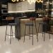 Banqueta Alta Bar Cozinha Sala De Jantar Milão L02 Couríssimo Marrom Linho Chumbo - Lyam Decor
