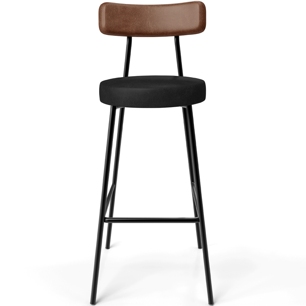 Banqueta Alta Bar Cozinha Sala De Jantar Milão L02 Couríssimo Marrom Preto - Lyam Decor