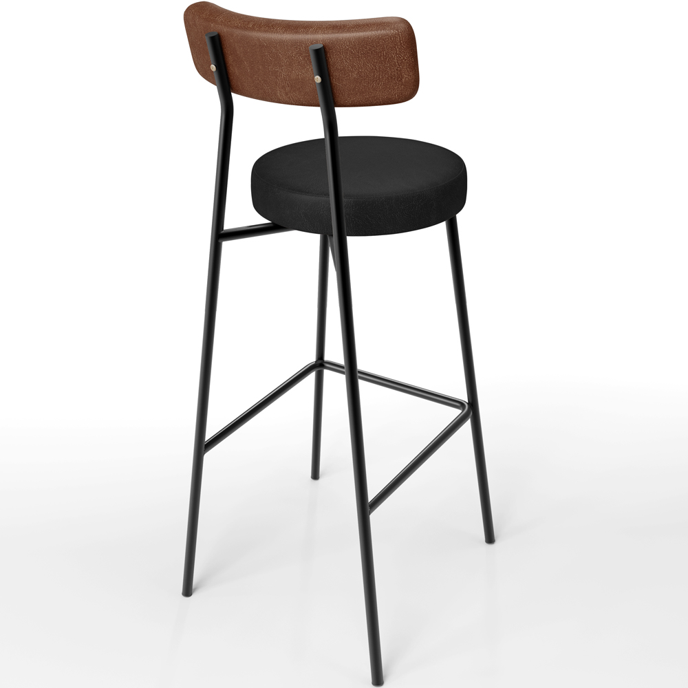 Banqueta Alta Bar Cozinha Sala De Jantar Milão L02 Couríssimo Marrom Preto - Lyam Decor