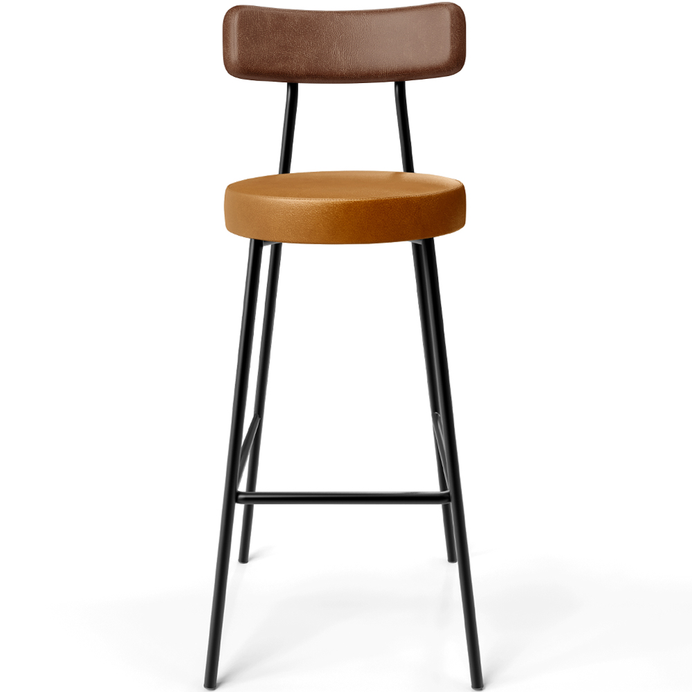 Banqueta Alta Bar Cozinha Sala De Jantar Milão L02 Couríssimo Marrom Whisky - Lyam Decor