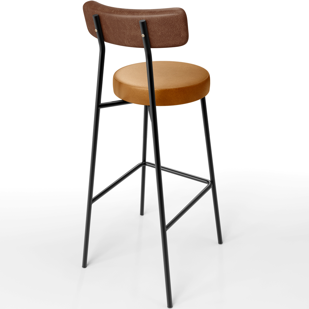 Banqueta Alta Bar Cozinha Sala De Jantar Milão L02 Couríssimo Marrom Whisky - Lyam Decor