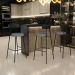 Banqueta Alta Bar Cozinha Sala De Jantar Milão L02 Couríssimo Preto Linho Cinza Escuro - Lyam Decor