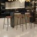 Banqueta Alta Bar Cozinha Sala De Jantar Milão L02 Couríssimo Preto Marrom - Lyam Decor