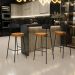 Banqueta Alta Bar Cozinha Sala De Jantar Milão L02 Couríssimo Preto Whisky - Lyam Decor